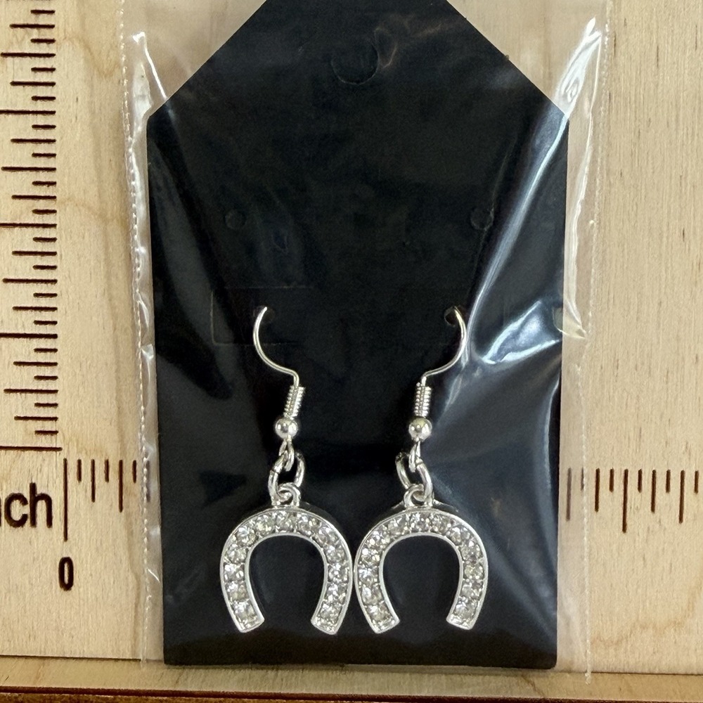 Hand Assembled Western Glam‎ Horseshoe Rhinestone Earrings